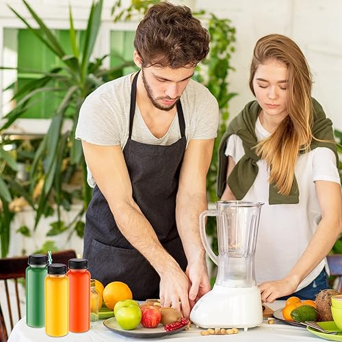 Miniatura 7 de Tanlade Paquete de 200 botellas de plástico para jugos con tapas, recipientes transparentes reutilizables para bebidas con tapas, botellas vacías de