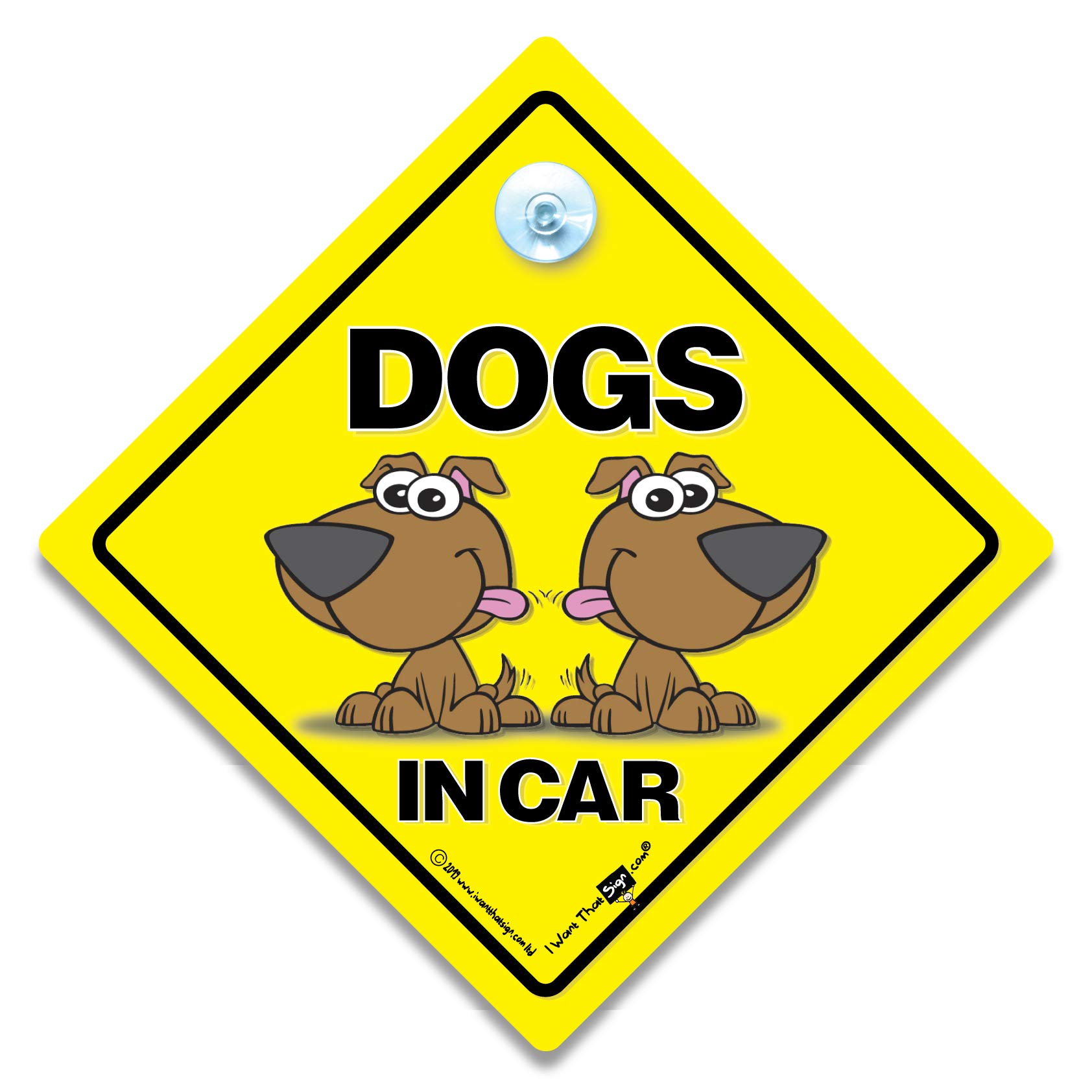 Iwantthatsign.com Dogs On Board Sign, Dog Sign, Dog On Board Sign, Dog Car Sign, High Visibility Suction Cup Dog Sign To Notify Of Dog In Car 14 Cm X 14Cm