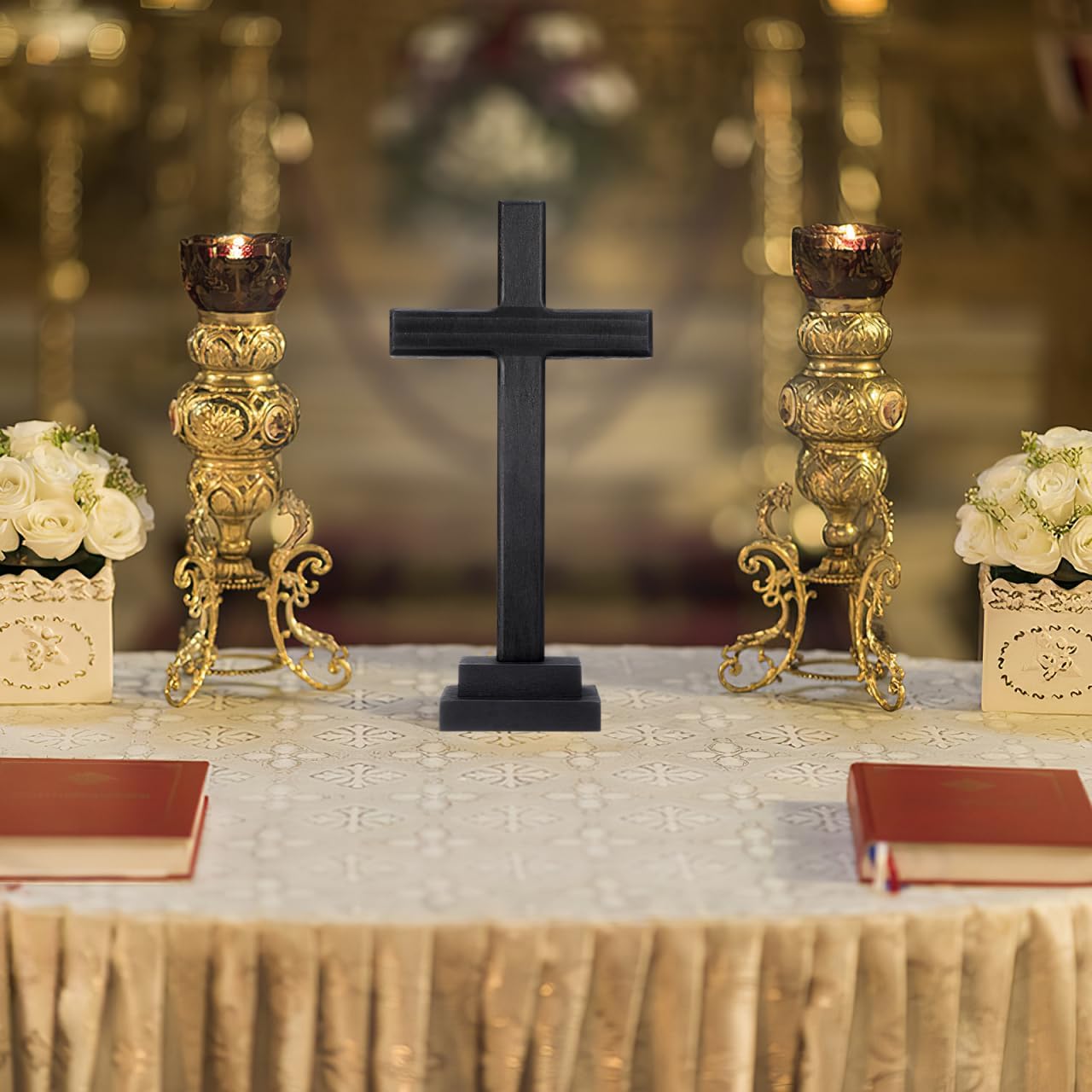 1pc Cross Desk Decoration Nativity Craft Croix Ornament Wood Crosses for Crafts Altar Wood Wooden Prayer Adornments Black Wooden s Religious Adornment Desktop