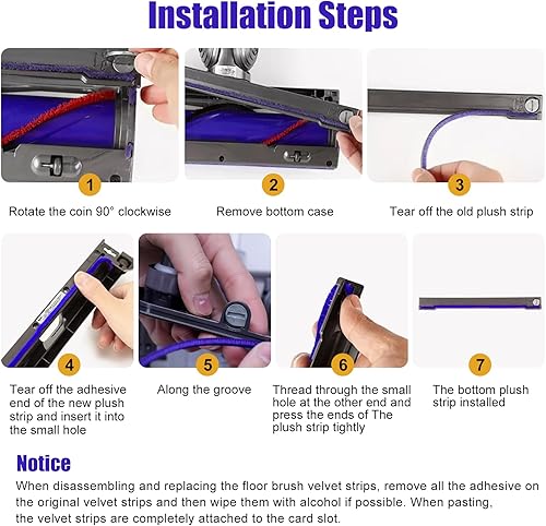 Miniatura 6 de Tiras de felpa para Dyson V6 V7 V8 V10 V11 Aspiradora Cabeza de Rodillo Suave