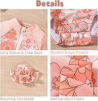 Vista 43 de Aalizzwell Traje de baño de una pieza de manga larga con sombrero para bebé niña Sirena cian