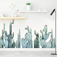 Vista 1 de Calcomanías de pared de cactus de acuarela, calcomanías de pared de plantas verdes tropicales, calcomanías de vinilo removible para sala de estar