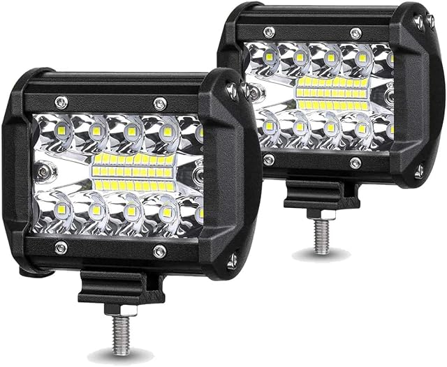 2 Pcs LED Pods Light Bar 4 Inch, 120W 12000LM Work Light Off Road Fog Light, Waterproof Spot Beam LED Cubes Lights for Truck Jeep ATV UTV SUV Boat