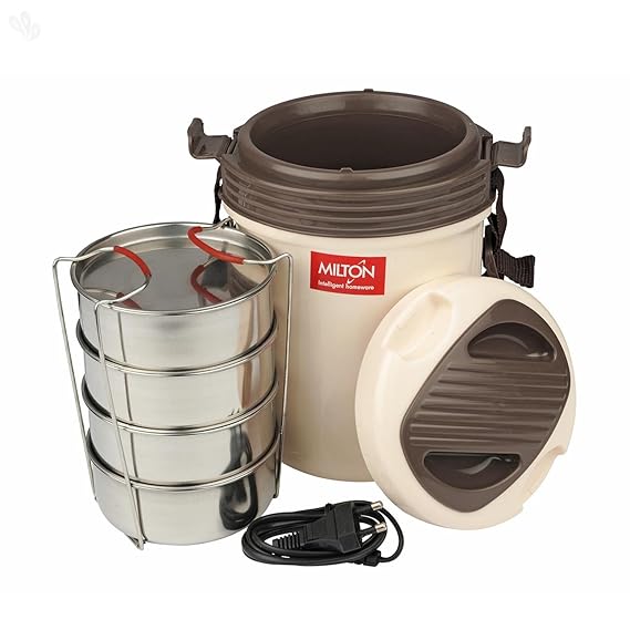 Milton Electron Plastic Tiffin, 300ml, Cream