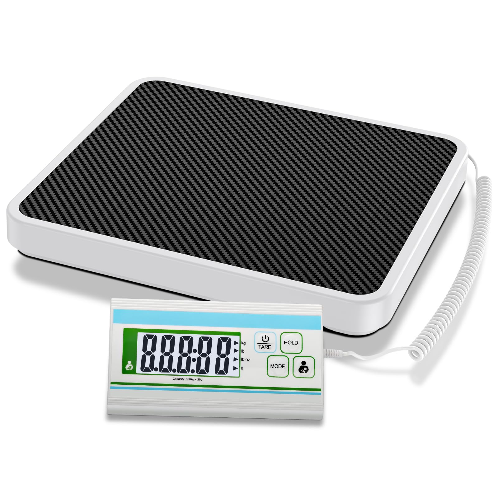 Medizinische Schwerlastwaage bis 300kg-Personenwaage separates Display | Digitale Plattformwaage mit 20g-Teilung, Tara & Hold-Funktion. Robuste Edelstahl-Körperwaage für Klinik, Praxis & Adipositas