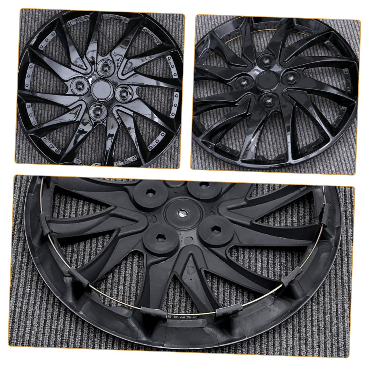 Enjoliveurs pour Voiture 14 Pouces, Lot de 2, Plastique Noir | Roues de 14 Pouces, Design Simple et Élégant, Protection L’usure, Installation Rapide