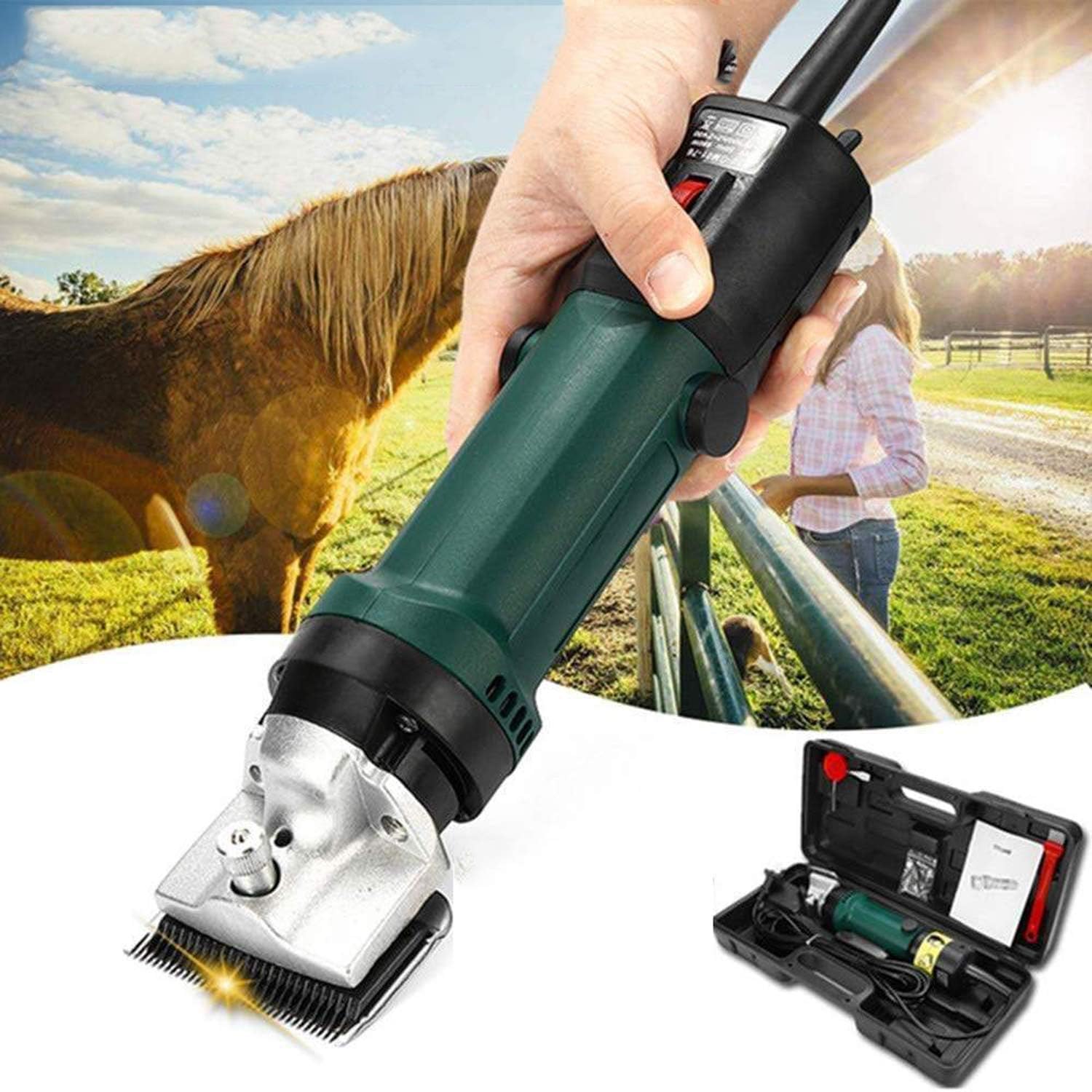 Professional Equine Trimmer, 690W Electric Horse Hair Clipper, 6-Speed Regulation, Adjustable Blade Tension, Fast Cut Ideal for Dense Coats