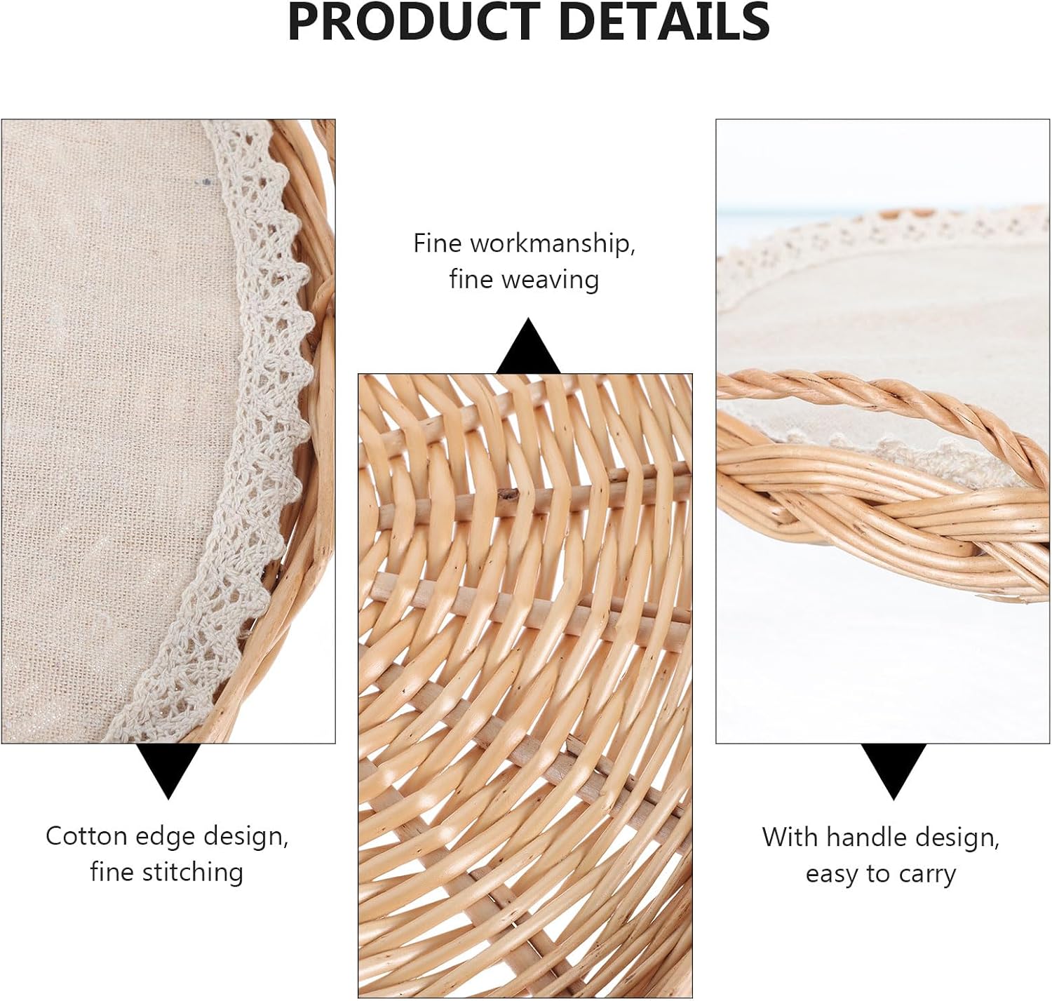 Natural Wicker Bread Basket Small Kitchen Storage Container Handwoven round Food Storage Basket for Bread and Snacks Serving