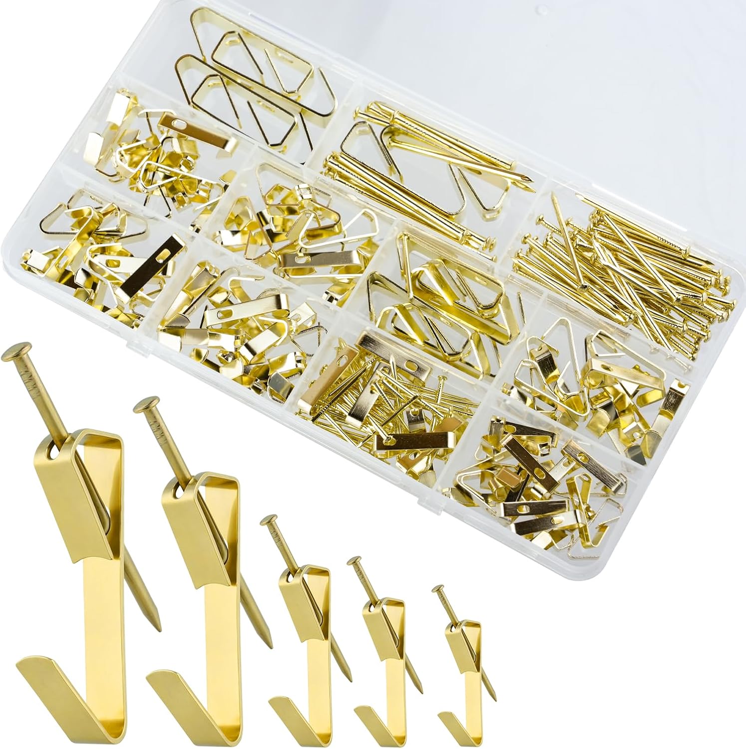 220 Pcs Picture Hanging Kit, Picture Hangers 10lb, 30lb, 50lb Hooks with Nails, Picture Hooks for Hanging Pictures, Heavy Duty Photo Frame for Pictures, Painting ,Mirror, Wall Art