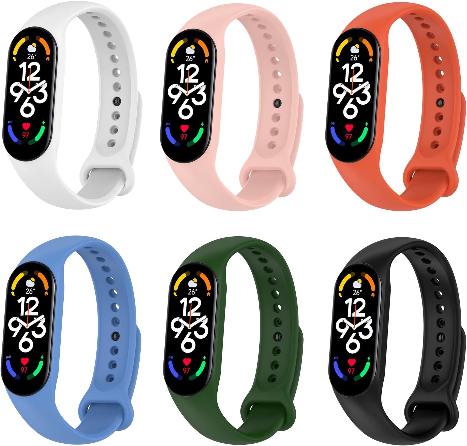 15 Pack Watch Strap for Xiaomi Mi Band 7/6/5/Amazfit Band 5, Smartwatch Replacement Bands for Xiaomi Mi Band 7/7 NFC, Mi Band 6/6 NFC, Mi Band 5/5 NFC,Sport Strap for Amazfit Band 5