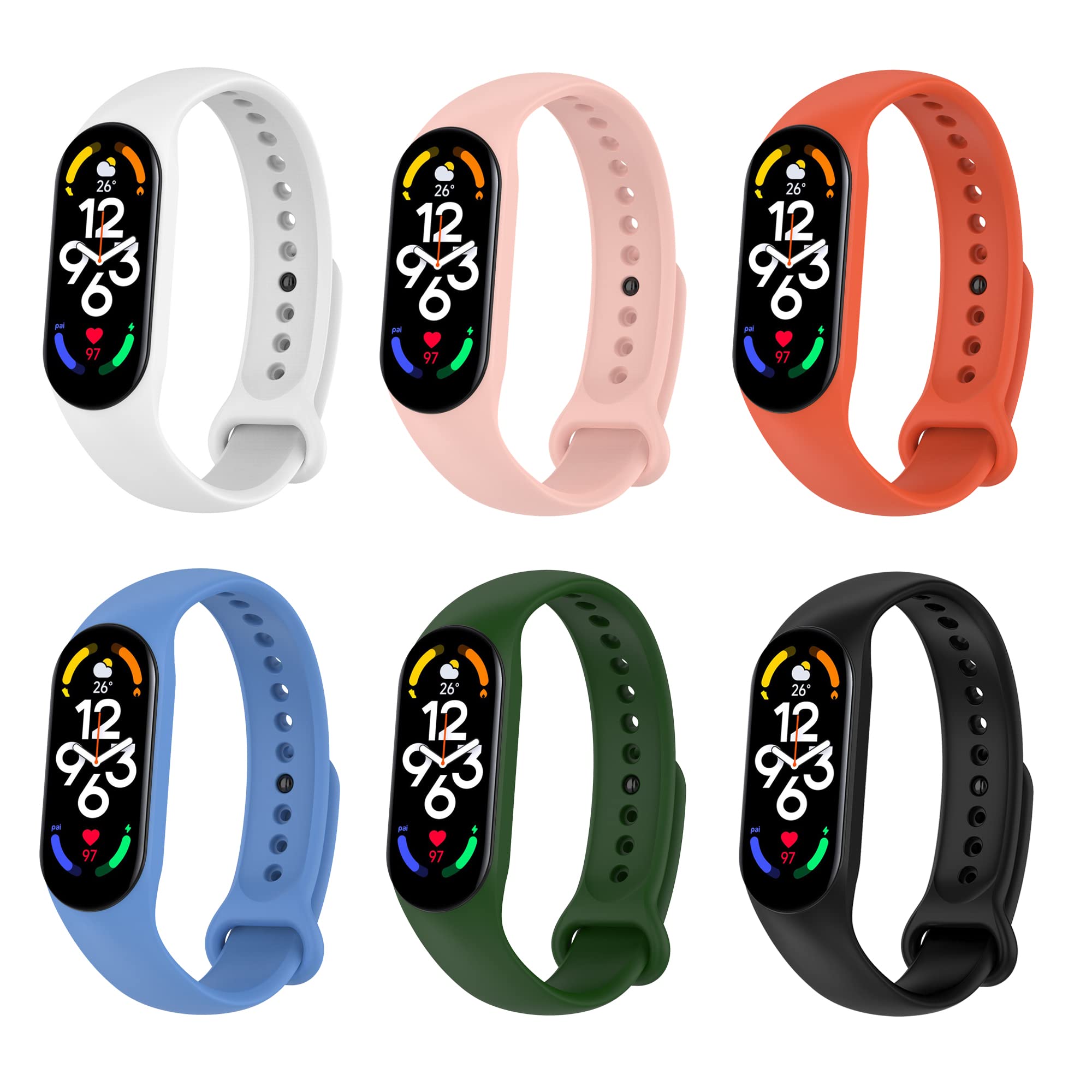 WAYOFSUC 15 Pack Watch Strap for Xiaomi Mi Band 7/6/5/Amazfit Band 5, Smartwatch Replacement Bands for Xiaomi Mi Band 7/7 NFC, Mi Band 6/6 NFC, Mi Band 5/5 NFC,Sport Strap for Amazfit Band 5