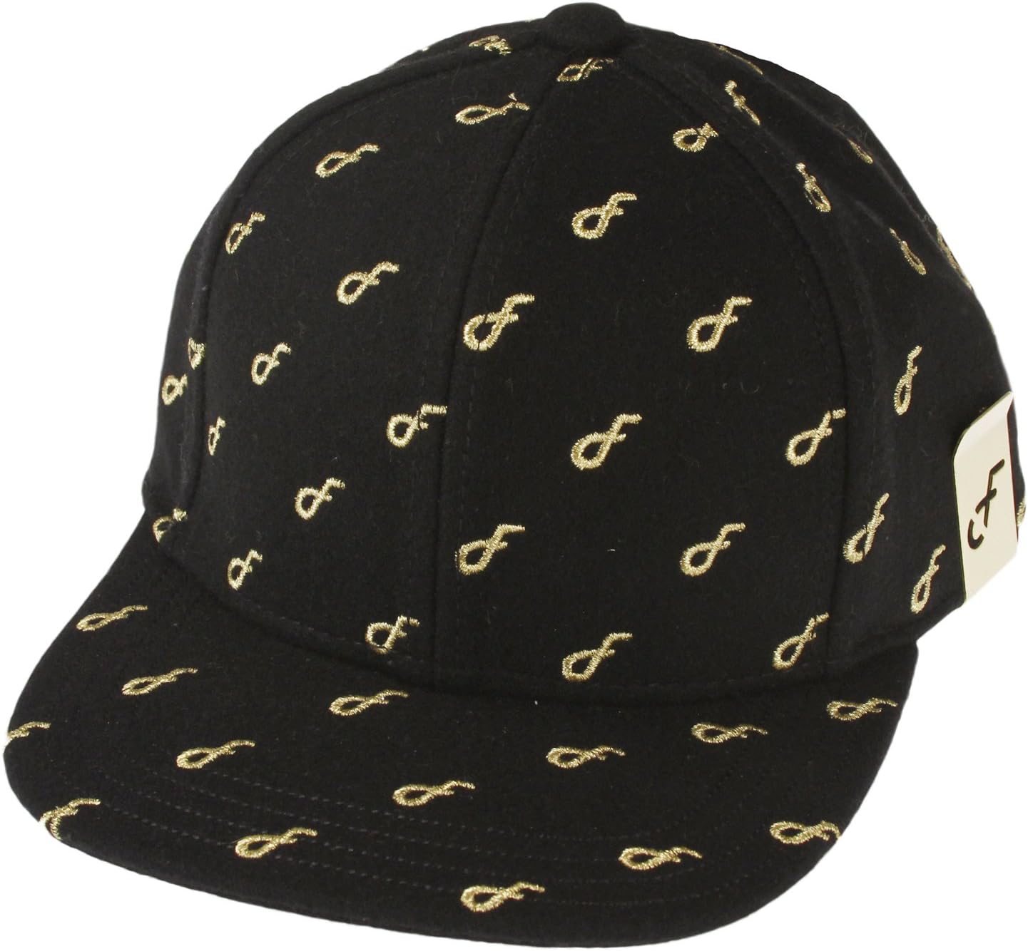 Flat Fitty Repeater Strap Back Wool Cap, Black Gold (Black-Gold)