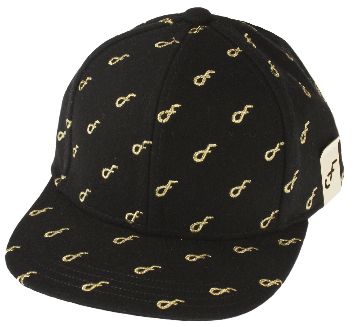 Flat Fitty Repeater Strap Back Wool Cap, Black Gold (Black-Gold)