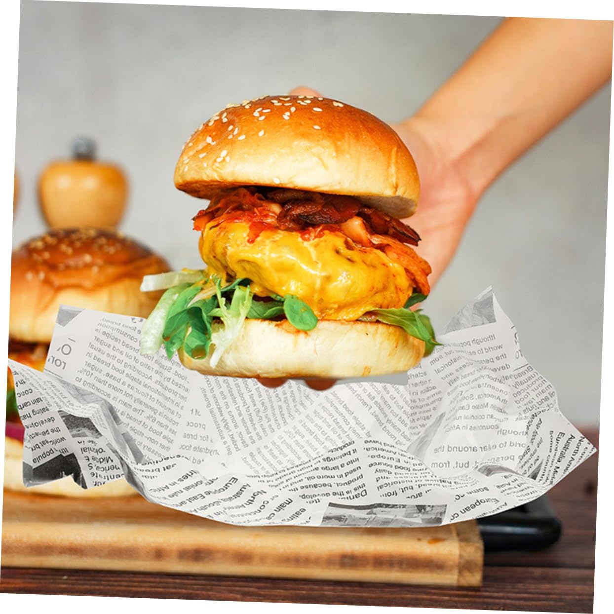 Papel 120 Hojas para Envolver Alimentos Multifunción Antigrasa Papel Resistente de Horno para Hamburguesas y Sándwiches en Fiestas y Bodas