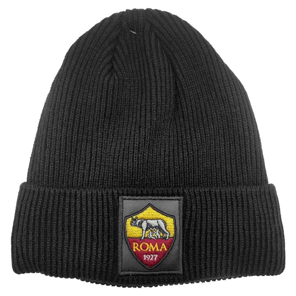 Cappello Skipper a Maglia con Patch Pelle Ricamato AS Roma Prodotto Ufficiale