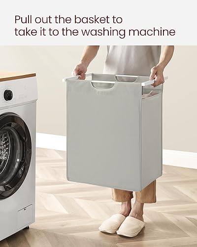 Miniatura 8 de VASAGLE Cesta de lavandería, cesta de ropa, clasificador de ropa con bolsa extraíble y removible, estante, estructura de metal, 17.2 galones (65 L),