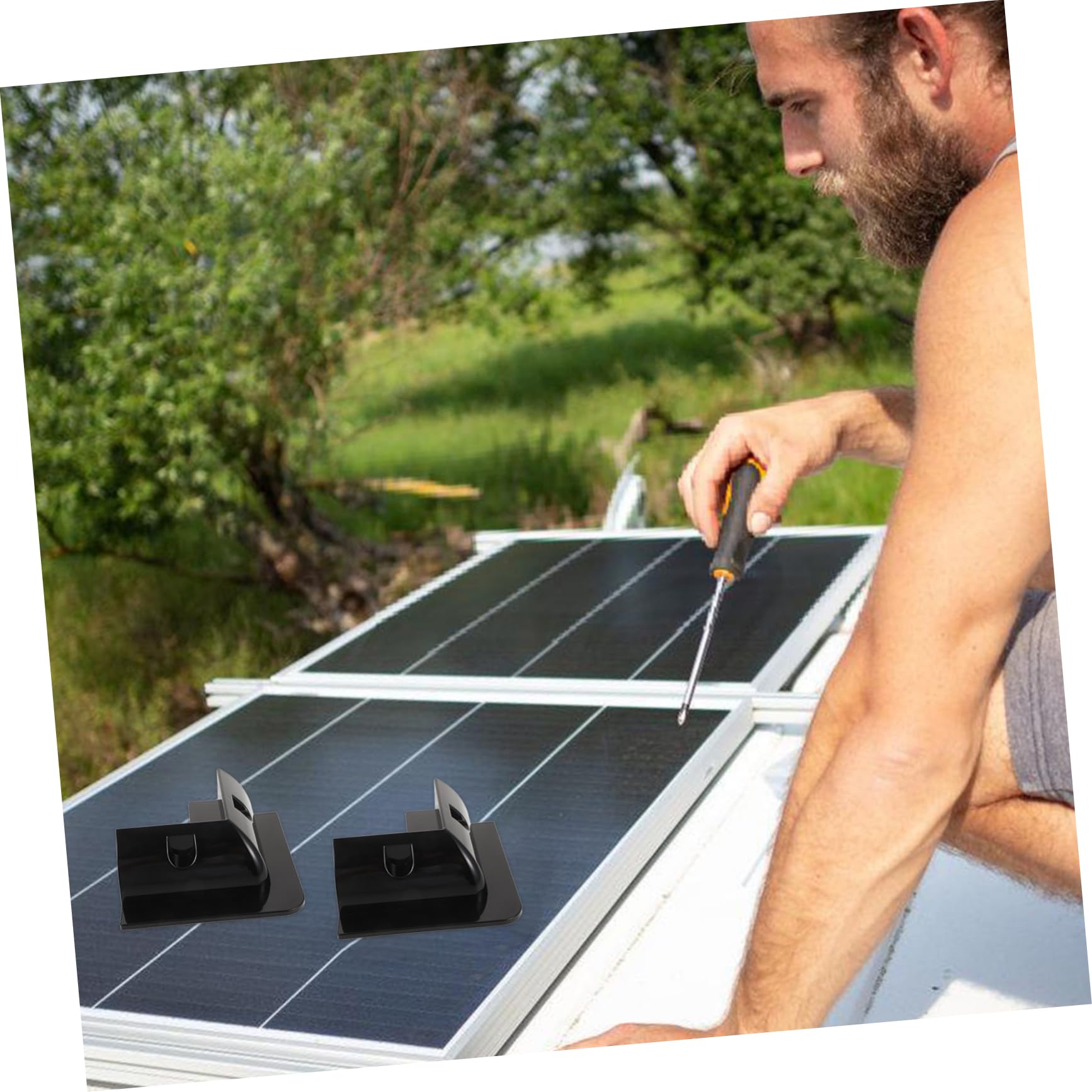 Kit di Montaggio per Pannello Solare 4 Pezzi ABS Nero per Camper
