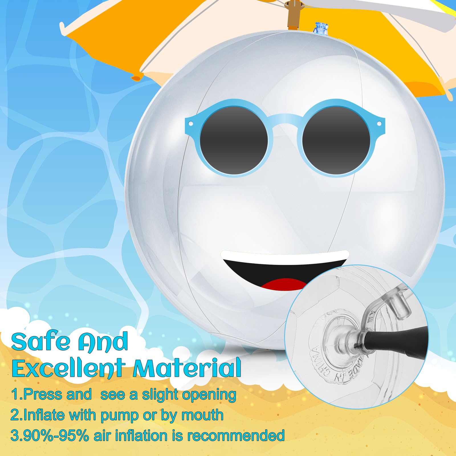 6 bolas inflables transparentes de playa, globos transparentes inflables de 16 pulgadas, bola de piscina transparente para Halloween, fantasmas, verano, playa, piscina, decoración de fiesta 3