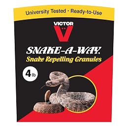 Victor Snake-A-Way Outdoor Snake Repelling Granules, 4 lb Pest Control Snake Repellent for Yards and Gardens, Protects 1/2 Acre Against Venomous and Non-Venomous Species, VP364B