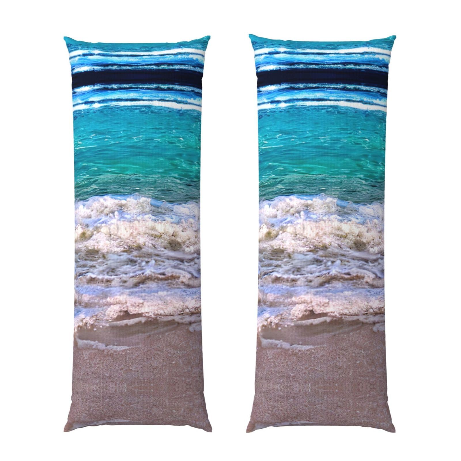 Longue taie d'oreiller motif plage tropicale blanche housse de coussin respirante