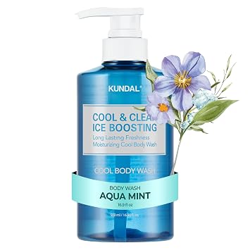 KUNDAL Cool & Clear Scalp Refreshing Body Wash [Aqua Mint] | 16.9 Fl Oz, Menthol Cooling & pH-Balanced Care, Plant-Derived Surfactants, Tea Tree Leaf Extract, Eucalyptus Leaf Extract