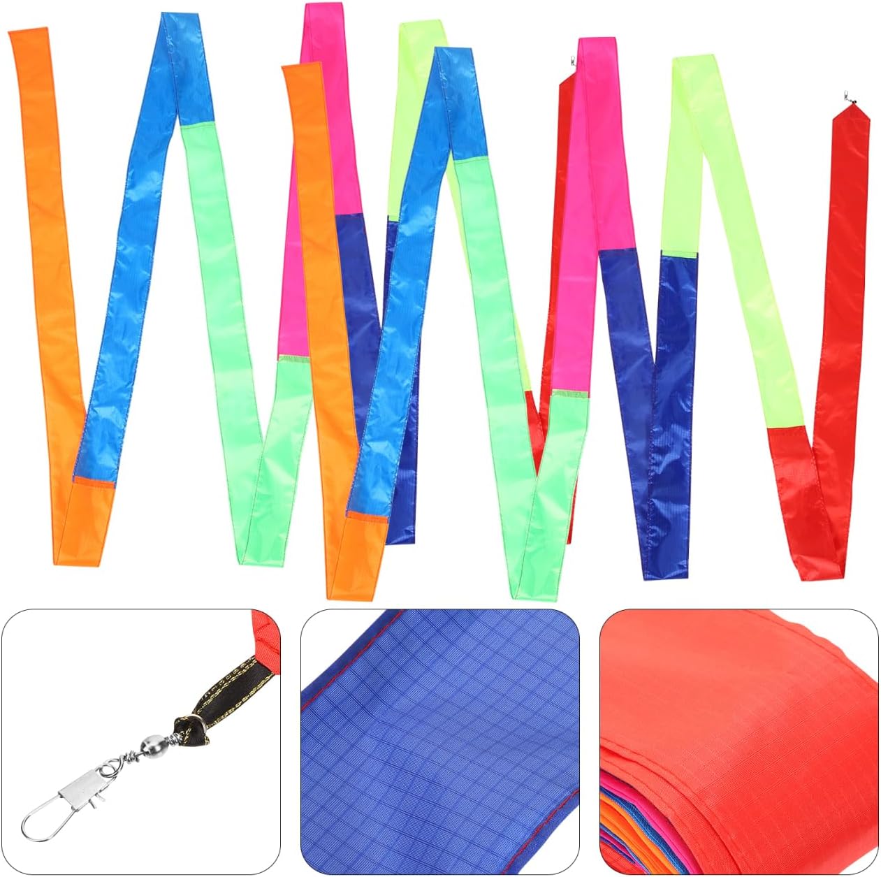 Totority Rainbow Tail Kite Streamers 2-Pack 33Ft Colorful Lightweight Nylon Kite Tails for Outdoor Flying Beach Park Garden Activities