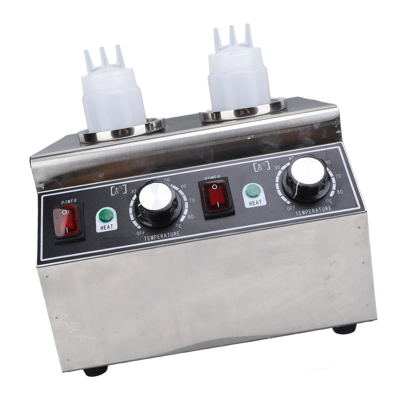 Fdit Calentador Eléctrico de Queso para Nachos, Dispensador de Chocolate Caliente con 2 Botellas, 320W, 30-85℃ Ajustable, para Mermelada, Chocolate y de Queso (Enchufe Europeo 220V)
