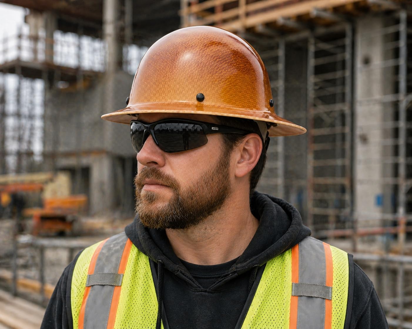 MSA Skullgard Full-Brim Hard Hat with Suspension - Non-Slotted Cap, Made of Phenolic Resin, Radiant Heat Loads up to 350F, Standard Size Hard Hat | Fas-Trac III Ratchet Suspension image 2