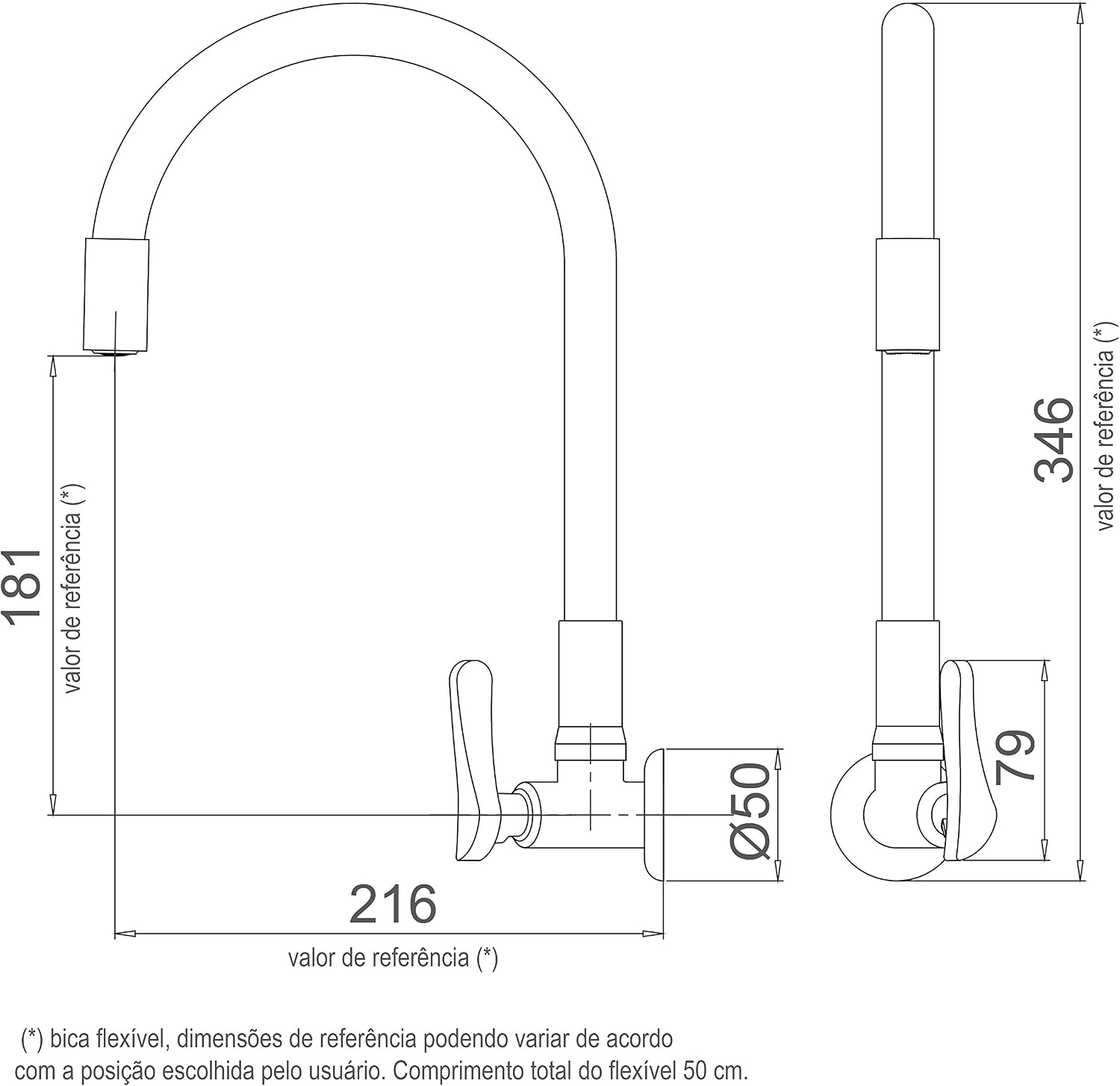 LORENZETTI Torneira Parede Flex 1178 B27, 7048533, Preto