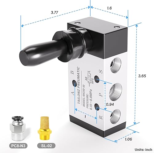 Miniatura 2 de TAILONZ PNEUMATIC 38 "NPT 5 Way 2 Postion Air Hand Palanca Válvula neumática Electroválvula de control manual Push-Pull 4H310-10