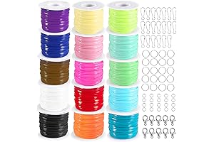 KAMJUNTAR Lanyard String: 15 Rolls of Versatile Plastic Lacing Cord for DIY...