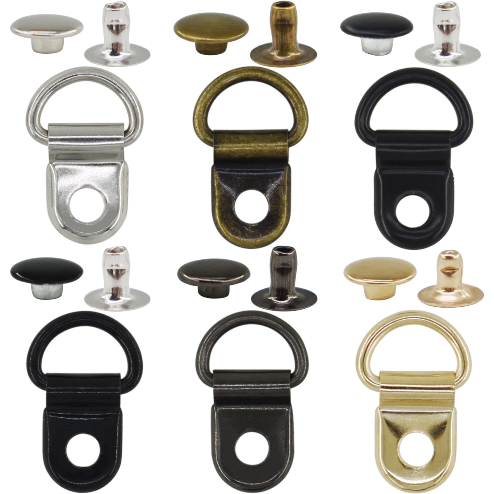 BDS-HOME 60sets Shoelace Hooks 6 Colors Metal Hook D-Ring Eyelet Buckles