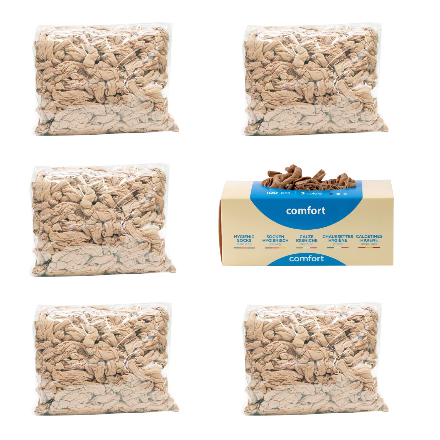 Pedsox, Refill 500pcs Disposable Hygienic Try On Socks, Comfort Line, Unisex, One Size, Nude