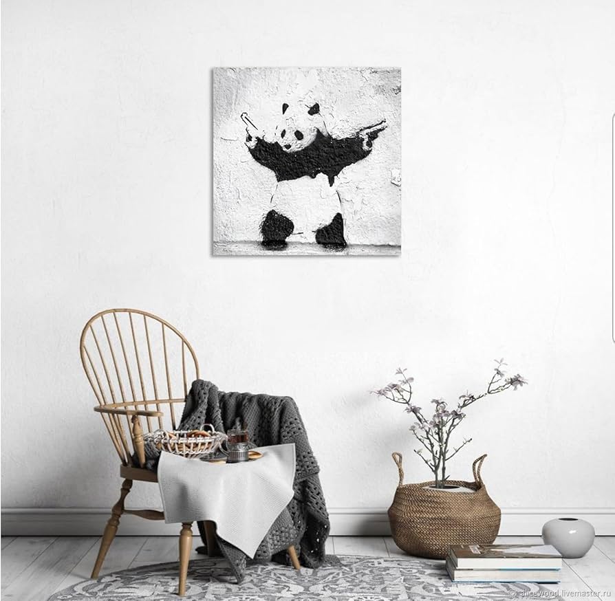 バンクシー アートフレーム Banksy ポスター パンダ 拳銃 Amazon.co.jp: Banksy バンクシー パンダ 絵画 パンダが銃を持つ