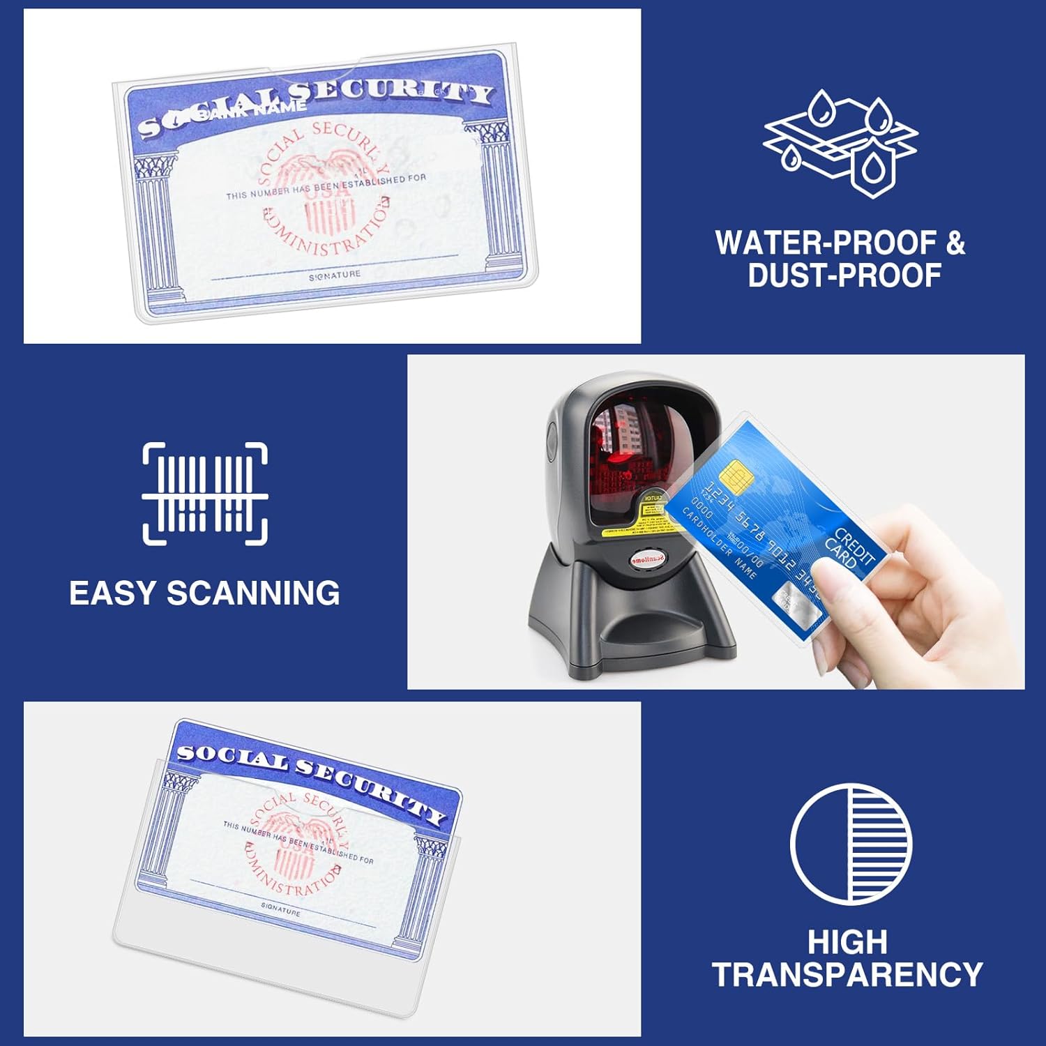 Social Security Card Protector, 24 Mil Thi Card Protector Sleeves,