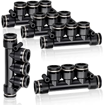 Bwintech 5 pieces 6 mm OD straight connectors 5-way quick release plastic connectors air line fittings PK-6