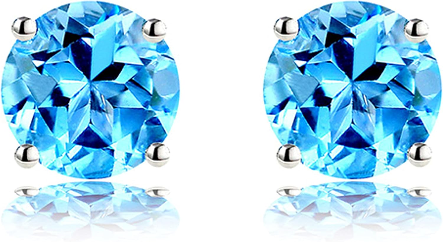 Navachi 925 Sterling Silver 18k White Gold Plated 2.5ct 5MM Round Ruby Emerald Sapphire Stud Earrings