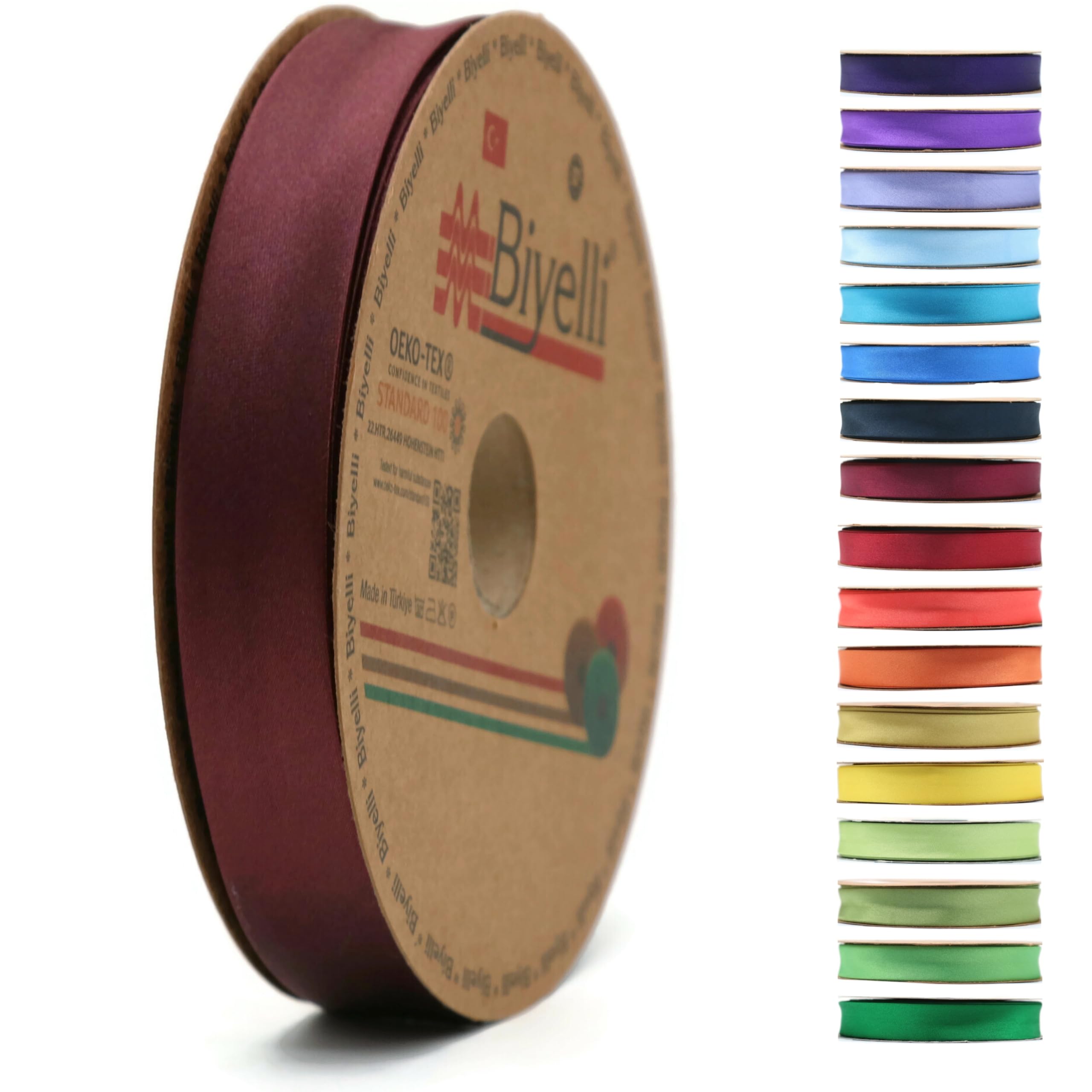 Fold Satin Bias Tape - 99+ Colors - 3/4 Inches Wide - 27 Yards - Fold Satin Binding Bias Ribbon Fabric Piping Bias Binding Tape for Sewing Clothing DIY (40. Mahogany) BYS40