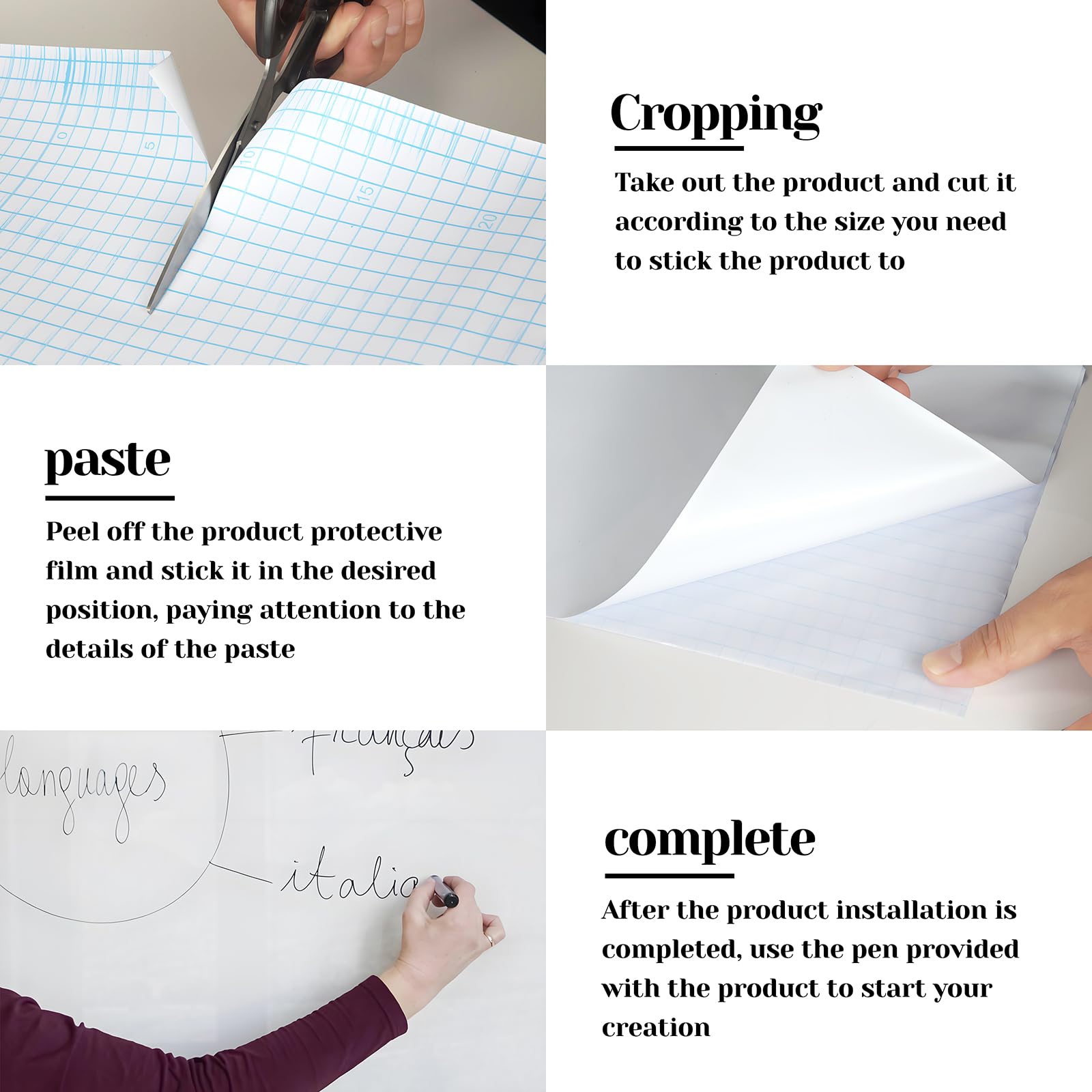 FENTIS Whiteboard Zelfklevend voor de Muur Vinyl Kunststof Droog