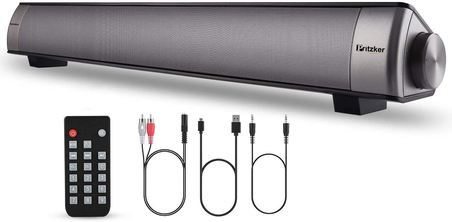 Bluetooth Sound Bar 40cm Portable Wireless Speakers for Home Theater Surround Sound with Built-in Subwoofers for TV/PC/Phones/Tablets with Remote Control