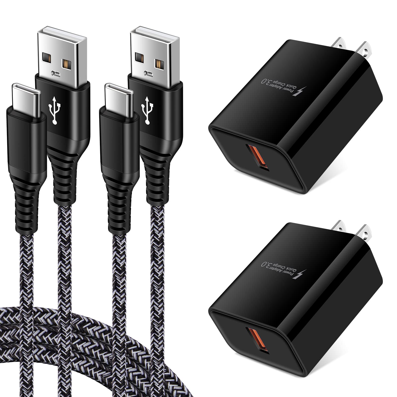 Adaptive Fast Charger Android Charger with 3ft USB Type C Cable Fast Charging for Samsung Galaxy A32 5G A15 A25 A14 A13 5G A54 A53 A52 A12 A04S A03S S24+ S24 Ultra S23 FE S22 S21 FE S20 A11 A21 A10E