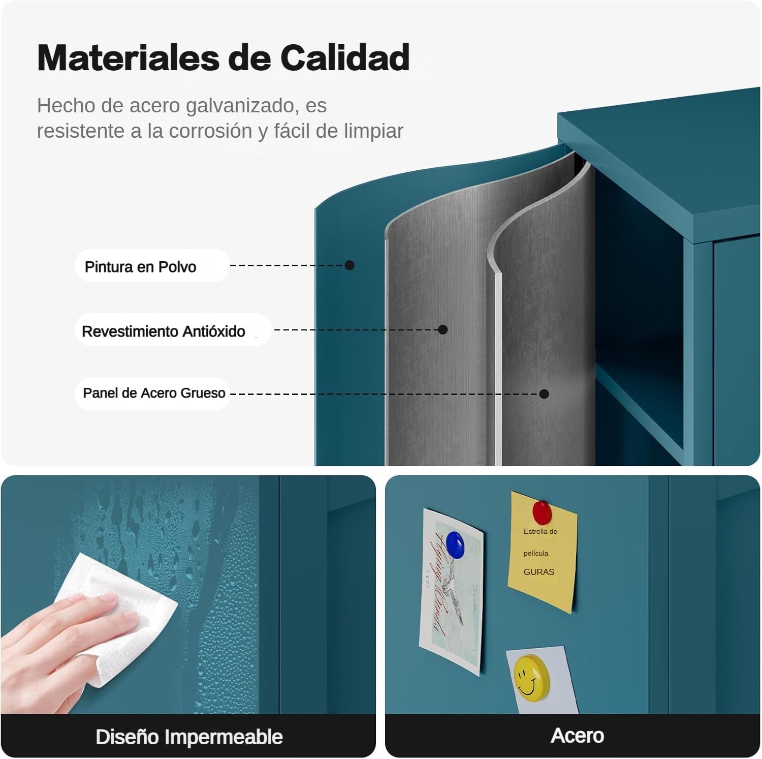 Armario de Baño Metálico,Mueble baño con 2 Puertas, Mueble Auxiliar con 2 estantes Ajustables Pare Baño,Cocina,Oficina,30 x 60 x 80 cm, Azul