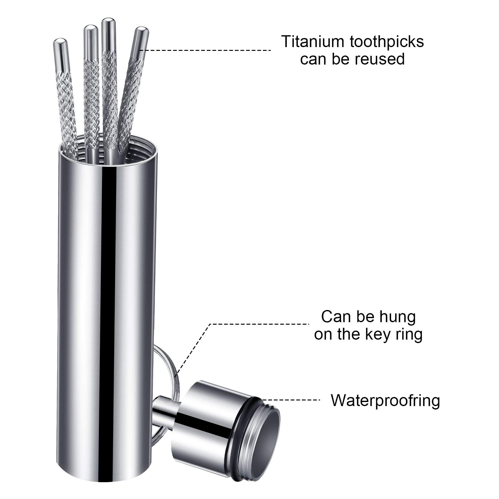 4 Stuzzicadenti In Titanio Portatili - Riutilizzabili, Impermeabili, Ideali Per Outdoor E Campeggio (Colore Oro) - Foto 4