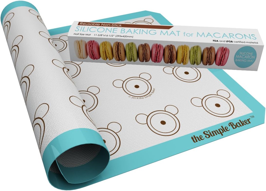 Simple Baker Premium Silicone Baking Mat for Macarons - Half Sheet Size - Reusable Non-stick Surface (Blue)