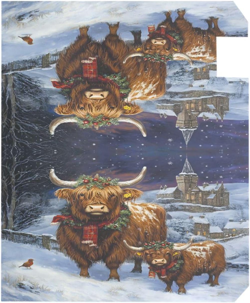 ALAZA Christmas Highland Cow Magnetic Mailbox Cover MailWraps Garden Yard Home Decor for Outside Oversized-25.5" x20.8"