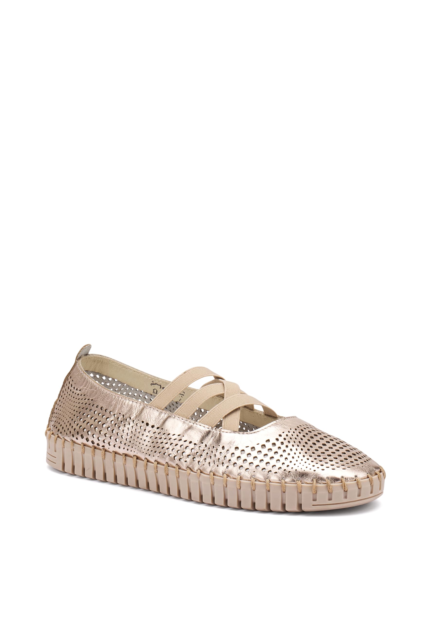 Frau - Ballerina in Pelle Laminata laserata