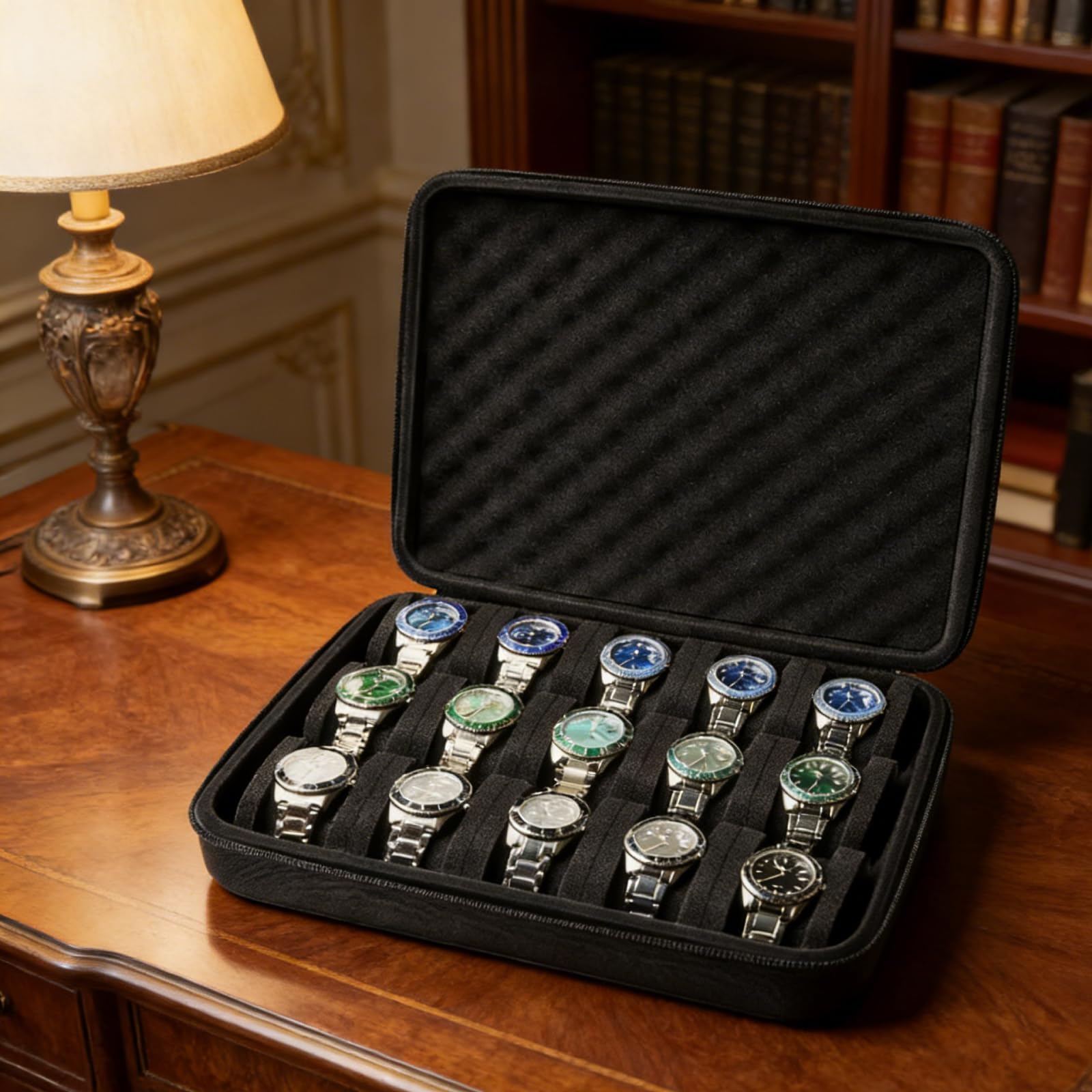 Scatola Porta per Orologi Inplastica, Custodia Orologi da Polso Portatile Contiene Fino a 15, portaorologi per uomo da viaggio, Cofanetti Offre Una Protezione Completa Contro Urti e Danni Estern