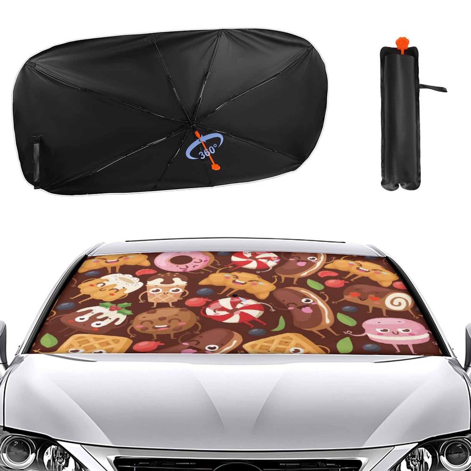 Amazon | サンシェード 可愛い食べ物 車用サンシェード 車用遮光