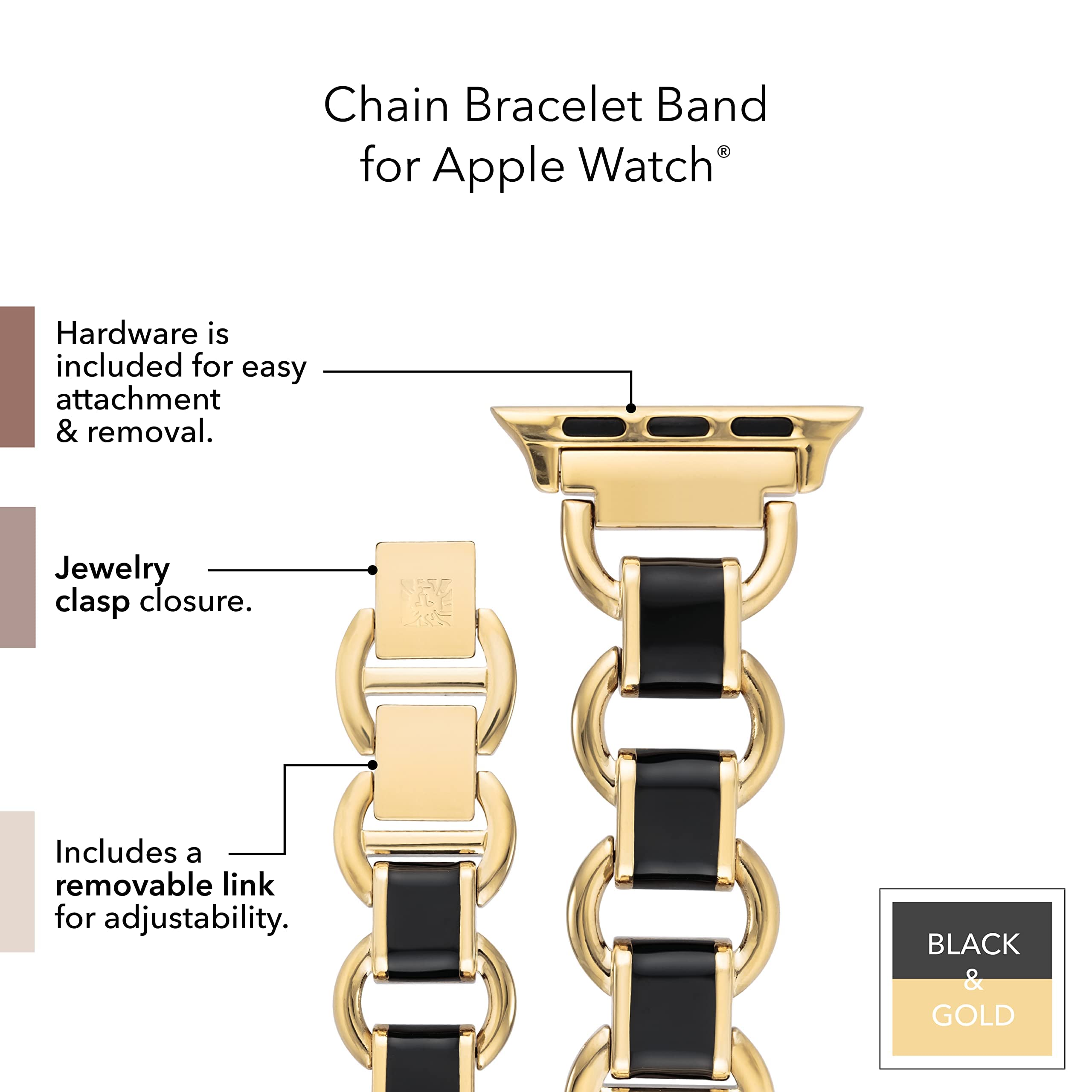 Anne Klein Rubberized Fashion Bracelet for Apple Watch, Secure, Adjustable