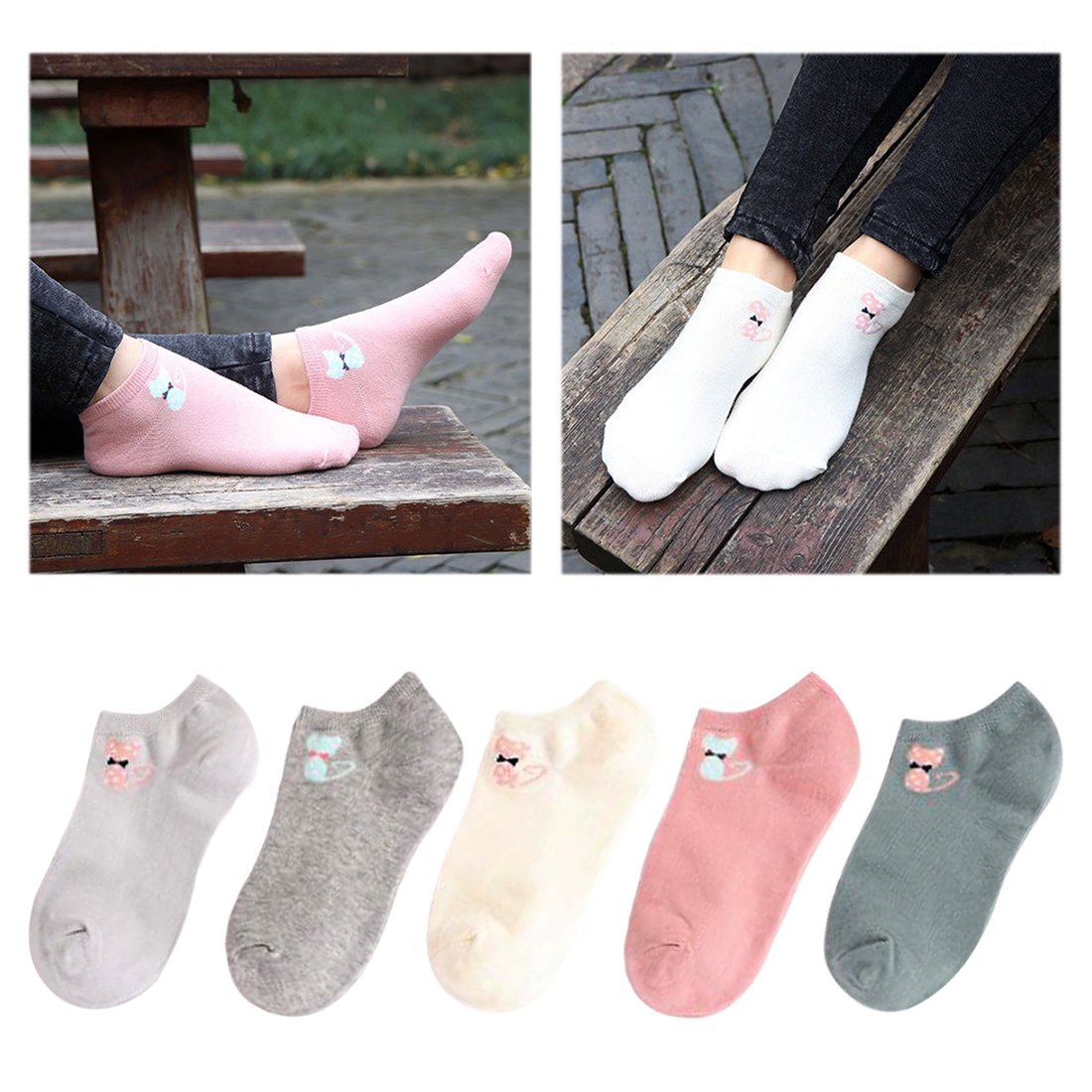 Glamorstar Women Socks Cotton No Show Low Cut Socks Ankle Sock 5 Pack